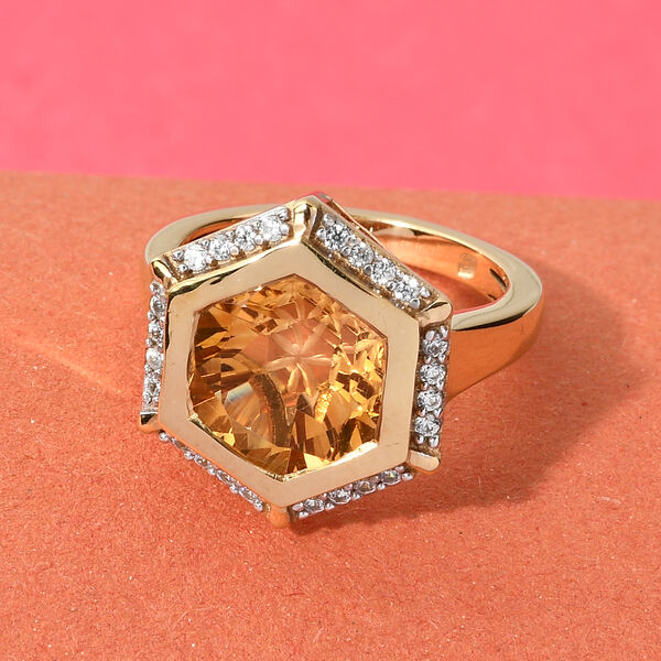 Citrin und Zirkon Ring 925 Silber vergoldet  ca. 4,33 ct image number 2