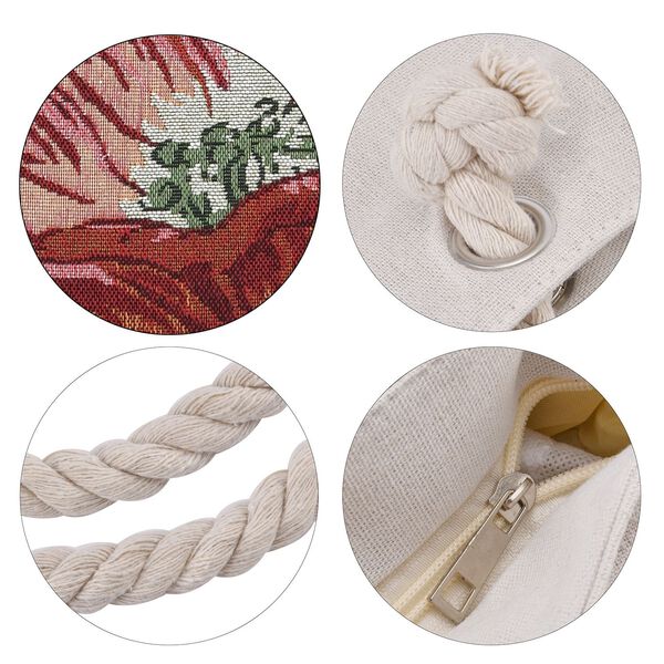 Jacquard gewebte Jute-Tasche mit Mond Design, 42x34 cm, Blume image number 6