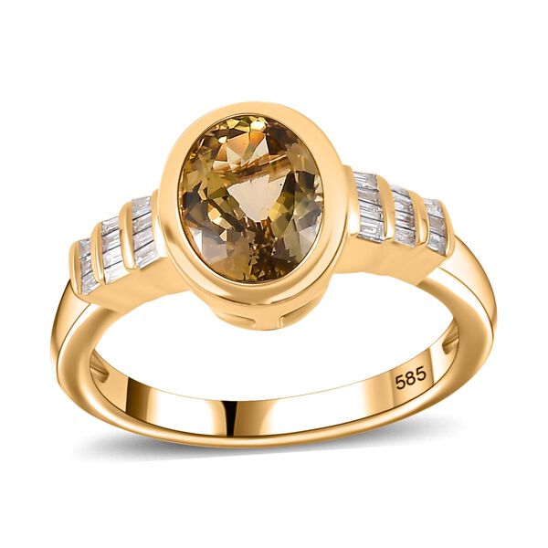 AAA natürlicher goldener Tansanit und Diamant Ring in 585 Gold - 2,14 ct. image number 6