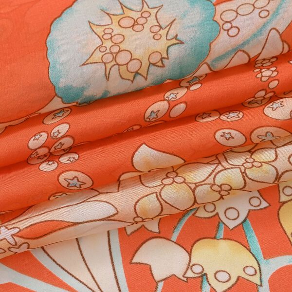  LA MAREY signature 100% silk scarf65*170cmweight:40gcolor: orange based with floral patternsMaterial:100% Mulberry silk image number 7