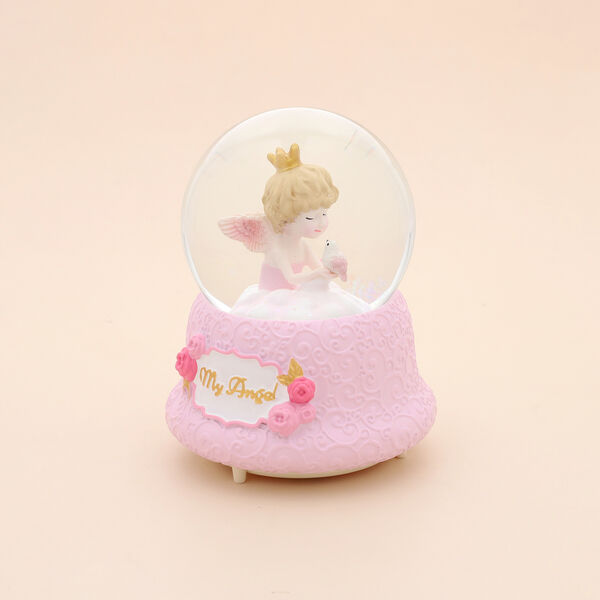 Glitzerkugel Musik und Licht, 15x10 cm, M&auml;dchen und Vogel image number 5