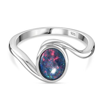 Boulder Opal Triplette Ring 925 Silber rhodiniert (Gr&ouml;&szlig;e 17.00) ca. 0,94 ct