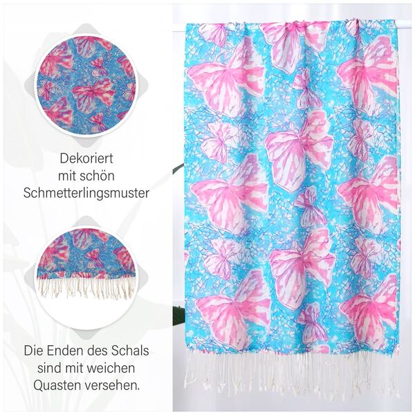 100% Merino Woll-Schal mit Quasten, 70x180cm, Mehrfarbig image number 9