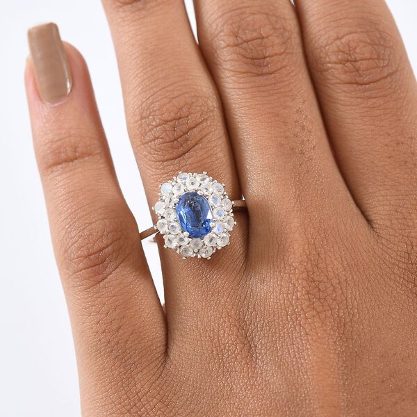 D'Joy AA Nat&uuml;rlicher Kaschmir Kyanit und Regenbogen Mondstein Ring - 2,68 ct. image number 3