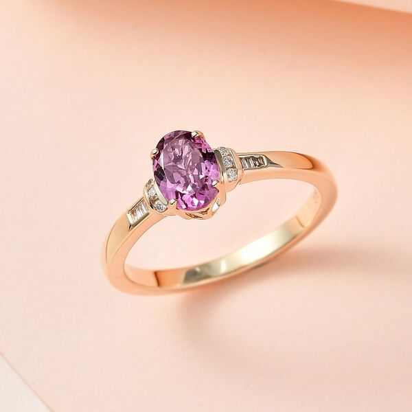 AA Lila Spinell, weißer Diamant Ring, 375 Gold (Größe 19.00) ca. 0.84 ct image number 2