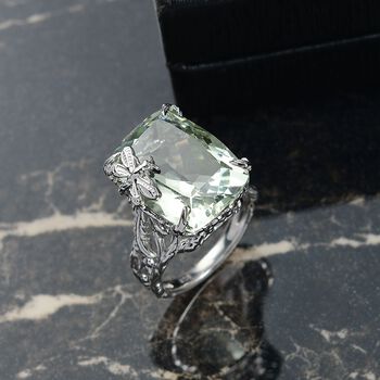 Prasiolith Ring, 925 Silber rhodiniert (Gr&ouml;&szlig;e 20.00) ca. 14.12 ct