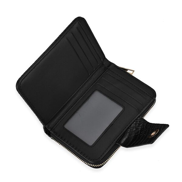 Gepr&auml;gtes Schlangenhaut-Design: RFID-Schutz PU Leder Geldb&ouml;rse, Gr&ouml;&szlig;e: 14x3.5x9cm, Schwarz image number 7