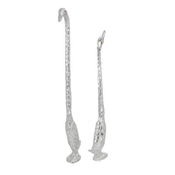 2er Set Deko Schwäne aus Aluminium, 8x4x34 und 7x3x30 cm, Silber image number 4