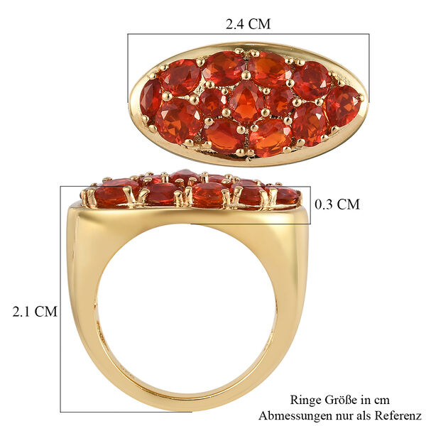 Mexikanischer Kirschfeuer-Opal Ring 925 Silber vergoldet  ca. 1,32 ct image number 6