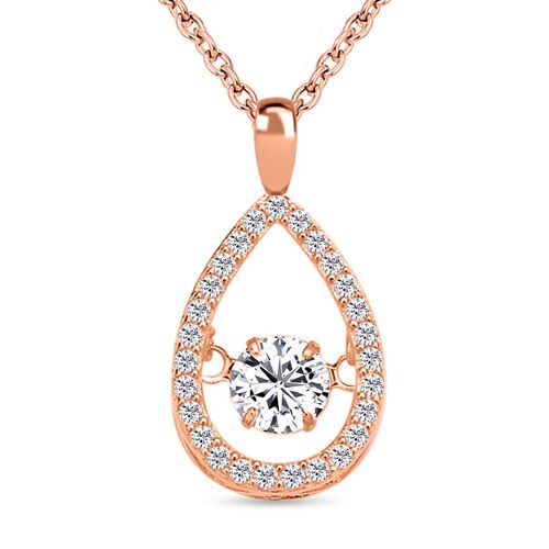 Weißer Zirkonia-Anhänger mit Edelstahl-Kette, 925 Silber rosévergoldet ca. 1,05 ct image number 0
