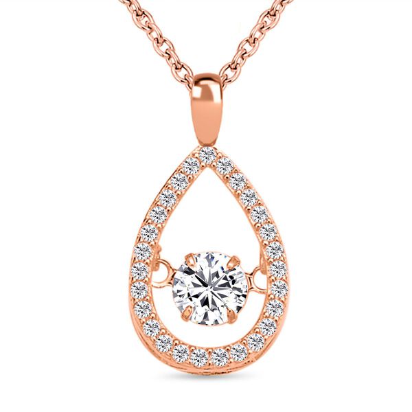 Weißer Zirkonia-Anhänger mit Edelstahl-Kette, 925 Silber rosévergoldet ca. 1,05 ct image number 0