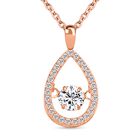 Weißer Zirkonia-Anhänger mit Edelstahl-Kette, 925 Silber rosévergoldet ca. 1,05 ct