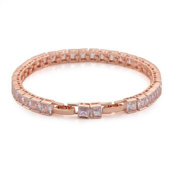 Wei&szlig;es Zirkonia-Armband in Ros&eacute;goldton, 18+2,5cm