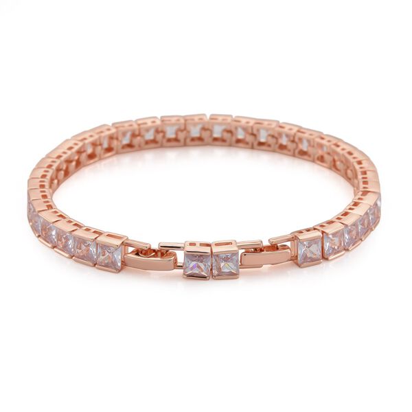 Wei&szlig;es Zirkonia-Armband in Ros&eacute;goldton, 18+2,5cm image number 4