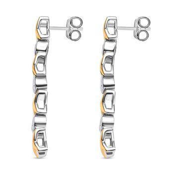 GP Amore Kollektion - Moissanit, Kanchanaburi Blauer Saphir Ohrringe 925 Silber Rhodiniert und 750 Gelbgold Vermeil ca. 1.53 ct