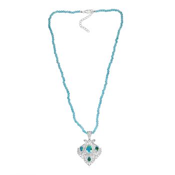 D joy Pfau Quarz Triplette Anh&auml;nger mit Kette (ca. 45 cm + 5 cm Extender), 925 Silber ca. 35.34 ct