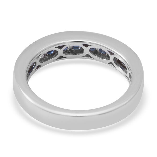 Blau Saphir Half Eternity Band Ring 925 Silber Platin-&Uuml;berzug image number 4