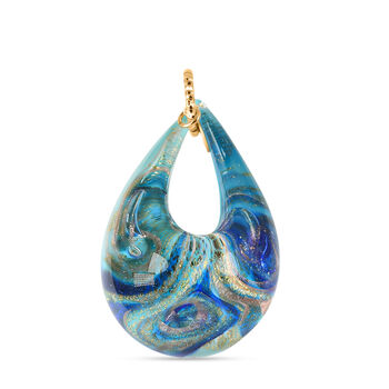 IL MURANO DI FRANCESCA - Blaues DROP Anh&auml;nger 925 Silber 750 Gelb Vergoldet