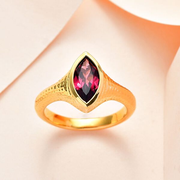 AAA Orissa Rose Granat Ring, 925 Silber Gelbgold Vermeil (Gr&ouml;&szlig;e 16.00) ca. 1.26 ct image number 2