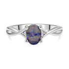 Boulder Opal Triplett und Zirkon-Ring, 925 Silber rhodiniert, 0,77 ct. image number 0