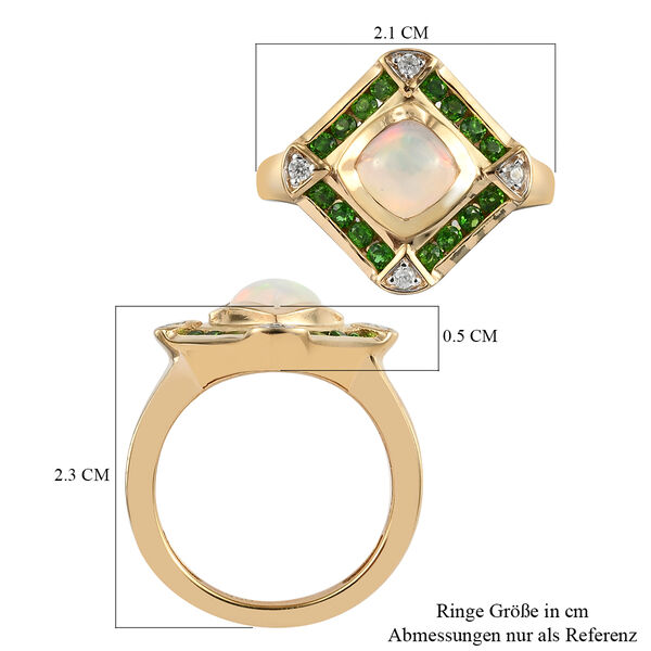 Nat&uuml;rlicher &Auml;thiopischer Opal und Nat&uuml;rlicher Chromdiopsid Ring 925 Silber vergoldet  ca. 1,15 ct image number 7