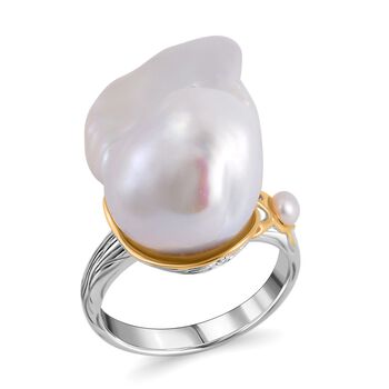 Wei&szlig;er Barockperlen und wei&szlig;er S&uuml;&szlig;wasserperlen-Ring