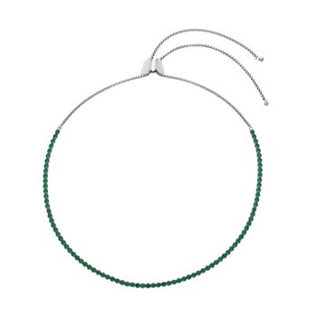 Gr&uuml;ne Zirkonia Halskette, ca. 38 cm, Edelstahl ca. 45,00 ct