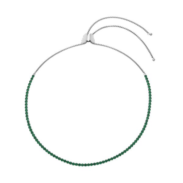 Gr&uuml;ne Zirkonia Halskette, ca. 38 cm, Edelstahl ca. 45,00 ct