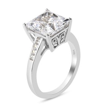 LUSTRO STELLA Hergestellt mit ZIRKONIA Solit&auml;r-Ring 925 Silber Platin-&Uuml;berzug