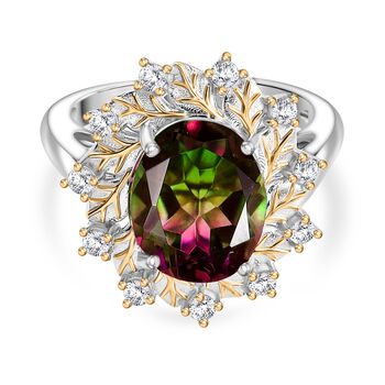 D'Joy Wassermelonen Triplett Quarz und Zirkon zweifarbiger Ring - 4,17 ct.
