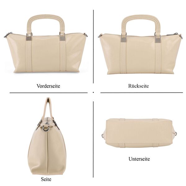 Klassische Leder Crossbody Tasche im Clean Chic Look 27 x 17 x 10 cm Cremewei&szlig; image number 4