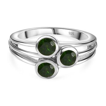 Nat&uuml;rlicher Chromdiopsid Ring 925 Silber platiniert (Gr&ouml;&szlig;e 16.00) ca. 0,90 ct