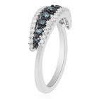 Blauer und Weißer Diamant Ring 925 Silber platiniert  ca. 0,50 ct image number 3