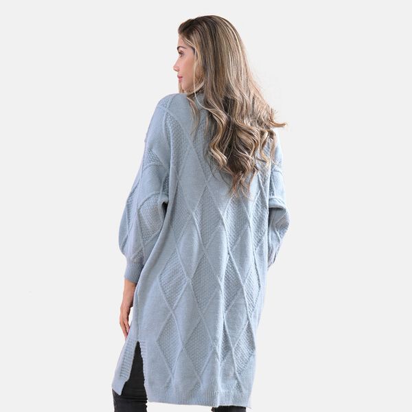 LA MAREY - lange Strickjacke, Einheitsgr&ouml;&szlig;e T&uuml;rkis image number 2