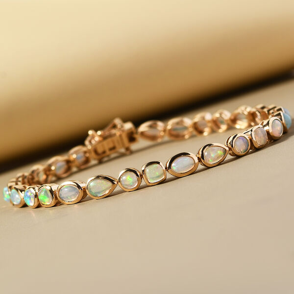 Nat&uuml;rliches, &auml;thiopisches Opal-Armband, ca. 19 cm, 925 Silber vergoldet ca. 7,04 ct image number 2
