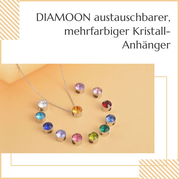 Austauschbarer mehrfarbiger Kristall-Anhänger mit 50cm Kette in Silberton image number 11