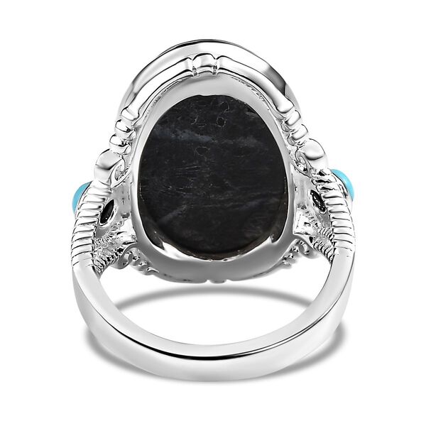 Wei&szlig;er B&uuml;ffel und Sleeping Beauty T&uuml;rkis-Ring - 12,84 ct. image number 5