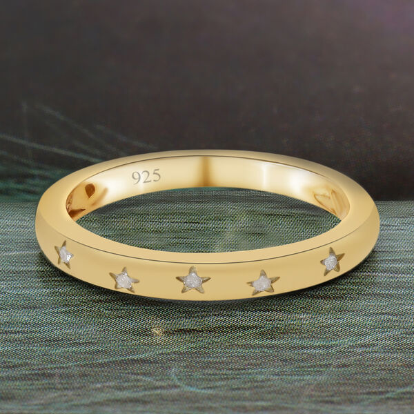 Diamant Band Ring 925 Silber 585 Vergoldet image number 1