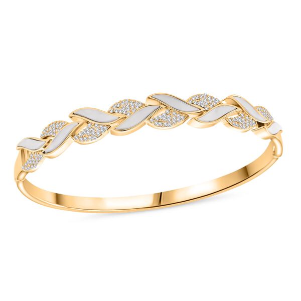 Weißer Zirkonia, KokosnussMuschel Armreif ca. 19 cm Nickelfreies Messing Standard 0.51 ct image number 4