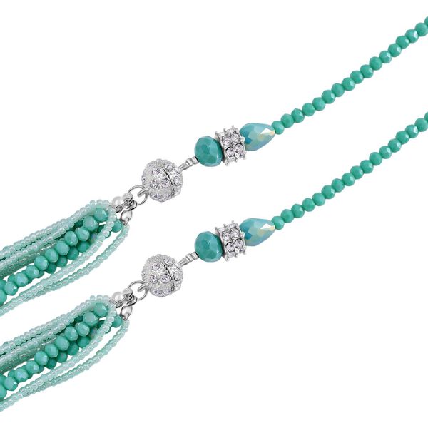 2er Set - grün Kristall, Weißer Kristall Halskette und Ohrringe 0.05 ct image number 4