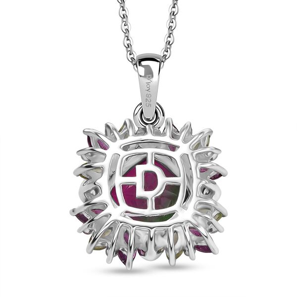 D'Joy Wassermelonen Triplett Quarz, Rhodolith Granat, Peridot und Zirkon Anh&auml;nger mit 50cm Kette - 4,28 ct. image number 5