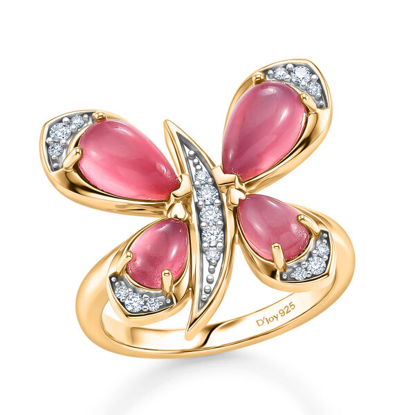 D'Joy Flamingo Mondstein Ring 925 Silber 750 Gelbgold vermeil (Gr&ouml;&szlig;e 17.00) ca. 3,08 ct image number 3