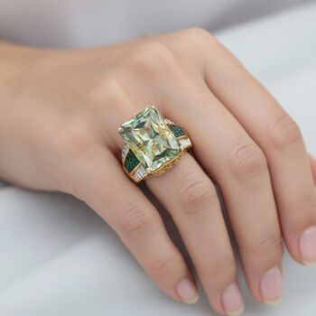 D'Joy Prasiolith, Verde Onyx und Moissanit Ring - 16,83 ct.
