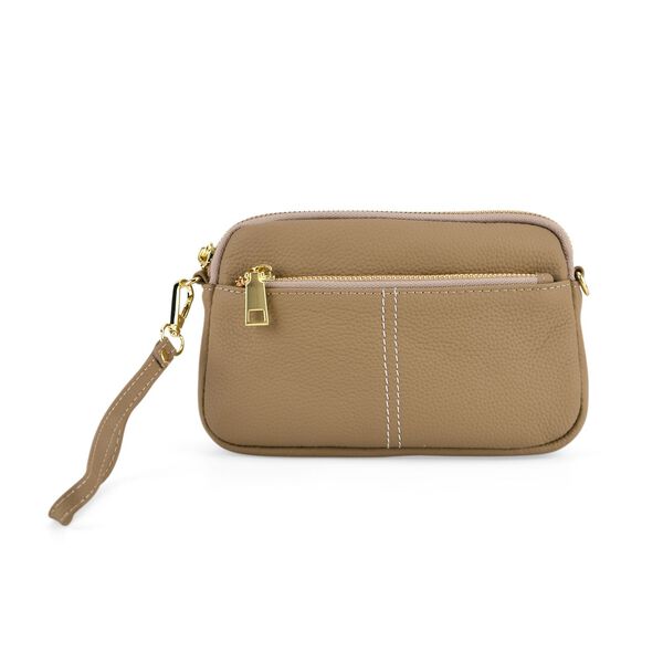"Genuine Leather crossbody bag Color: Khaki Size:21*5*14cm        Wall: Genuine Leather Lining: Polyester Exterior:zipped-3 Interior:zipped-1,slid-1" image number 5