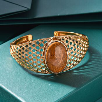 Skript Stein Armreif, ca. 19 cm, Nickelfreies Messing goldfarben, ca. 34.00 ct