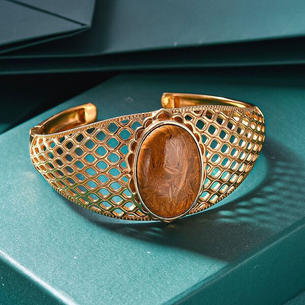 Skript Stein Armreif, ca. 19 cm, Nickelfreies Messing goldfarben, ca. 34.00 ct image number 3