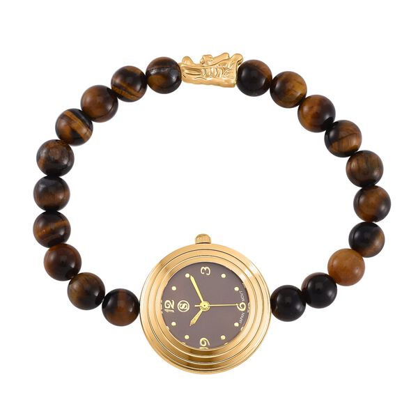 Gelbes Tigerauge Uhren Reiner Edelstahl Bicolor flexibel ca. 50,00 ct. image number 0