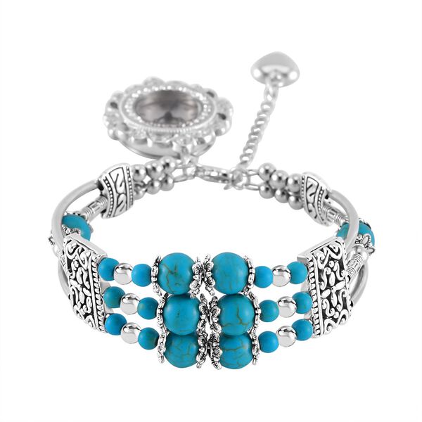 STRADA  - Blauer Howlit verstellbare Perlenarmbanduhr mit japanischem Uhrwerk,17-21 cm Edelstahl image number 0