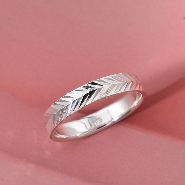 Bandring mit Diamantschliffmuster in 925 Silber, 2,40 Gramm image number 1
