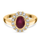 Fissure gefüllt Rubin und Zirkon Ring 925 Silber vergoldet (Größe 16.00) ca. 1,26 ct